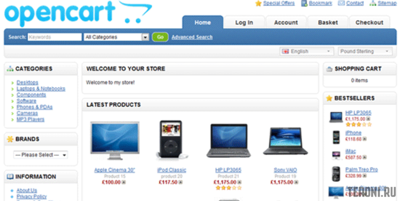 Скрипт интернет магазина Opencart, русская версия