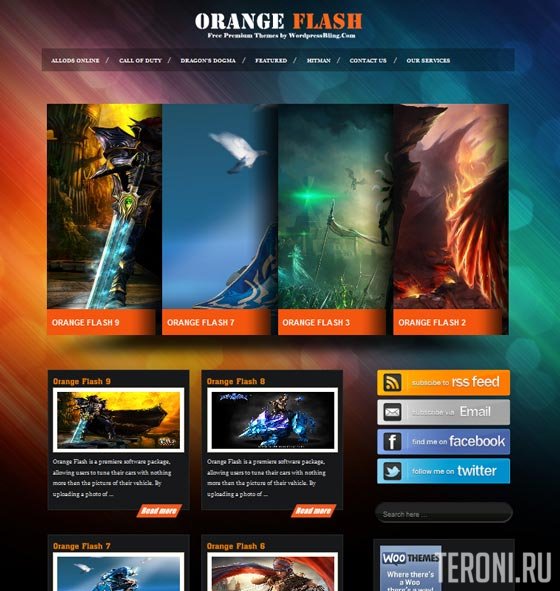 Игровой шаблон для WordPress - Orange Flash