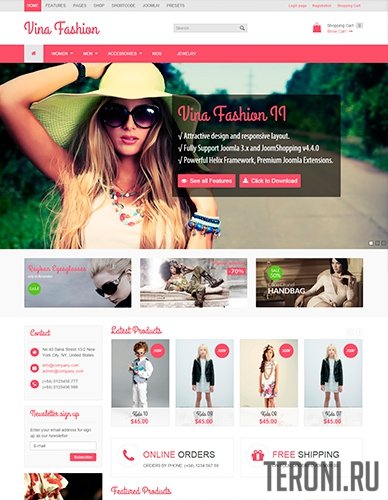 Бесплатный премиум шаблон магазина Joomla 3.6 - Vina Fashion II v1.2