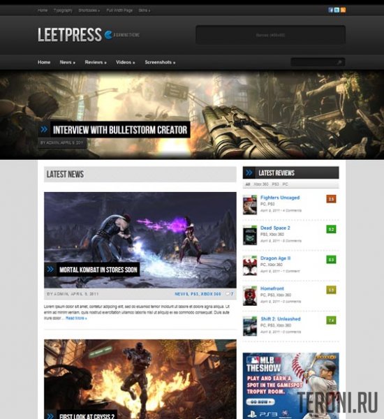 Игровой шаблон для WordPress - LeetPress