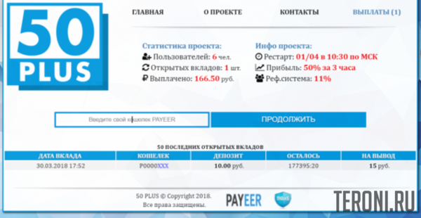 Скрипт Payeer удвоителя 50 Plus