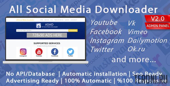 Скрипт скачивания медиа-файлов из соц. сетей - All Social Media Downloader v2.0