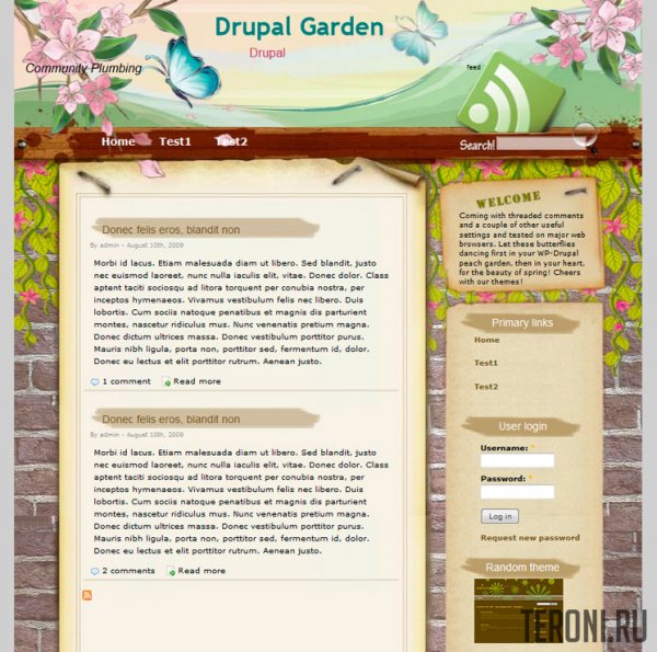 Gardening - блоговый премиум шаблон для Drupal