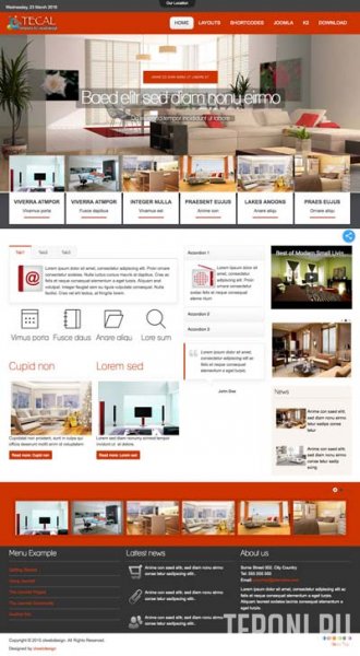 Адаптивный шаблон Joomla 2.5-3.9 дизайн, интерьер - Tecal