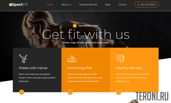 Адаптивный HTML шаблон фитнес сайта - Sportfit