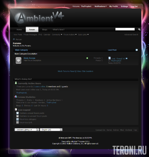 Темный стиль vBS Ambient Lighting 1.0.0 для vBulletin 4.0.x