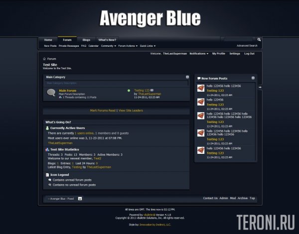 Темный стиль Avenger Blue для форума vBulletin 4.x.x