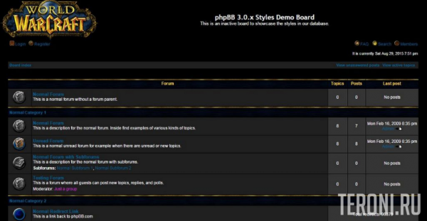 Темный стиль WoWMoonclaw для форума phpbb 3.0.х