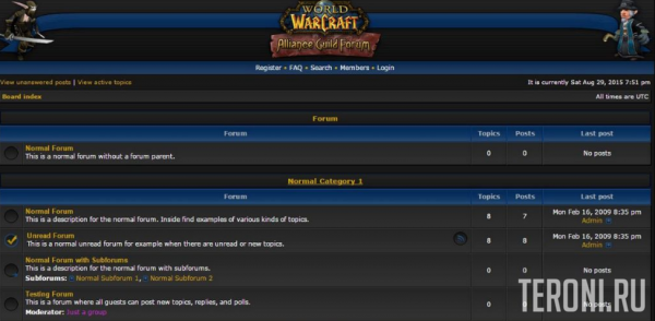 Игровой стиль World of Warcraft: Alliance для phpbb 3.0.х