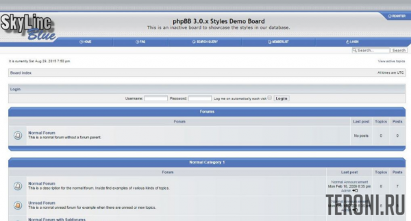 Светлый стиль SkyLine для форума phpbb 3.0.х