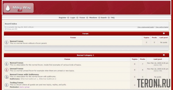 Светлый стиль Milky Way RED для phpbb 3.0.х.