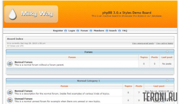 Светлый стиль Milky Way для phpbb 3.0.х