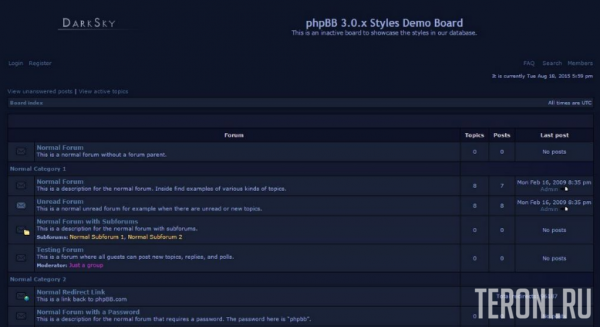 Темный стиль DarkSky для phpBB 3.0.х