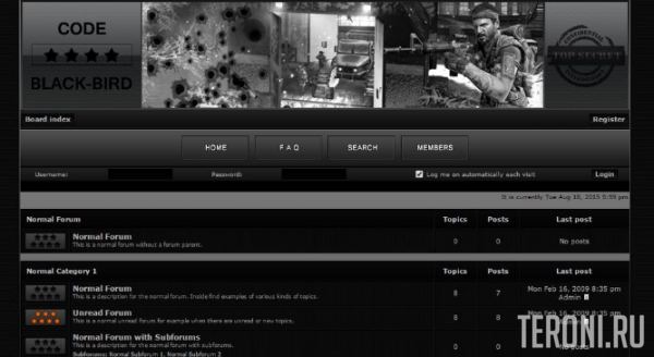 Темный стиль Code Black-Bird для phpBB 3.0.х