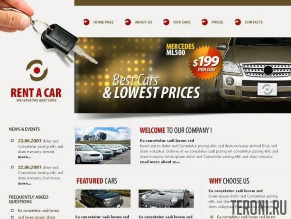 Авто шаблон HTML — Rent A Car