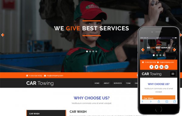 Бизнес шаблон HTML сайта — Car Towing