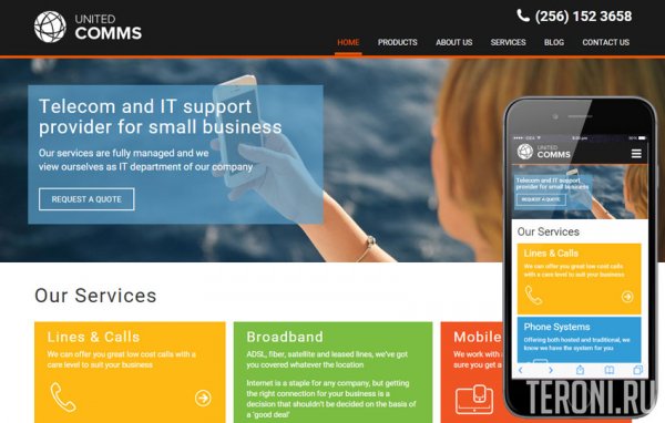 Бизнес шаблон HTML сайта — United Comms