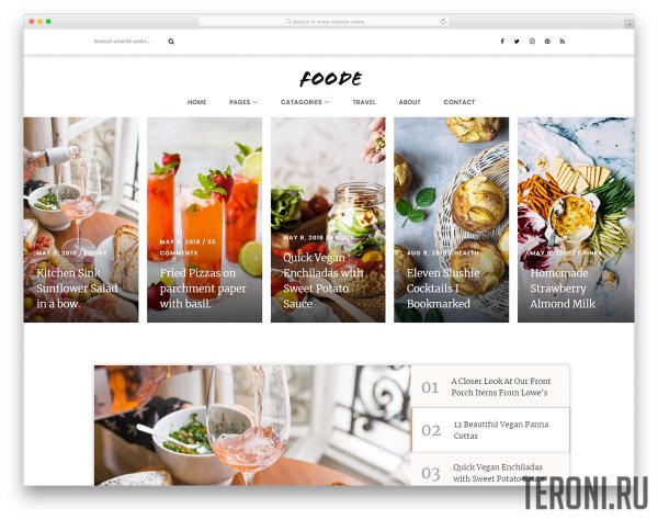 Кулинарный HTML шаблон для блога — Foode