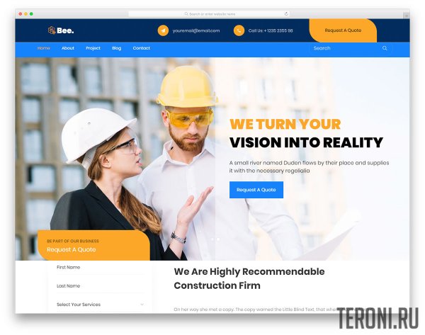 HTML шаблон для сайта строительной компании — Bee