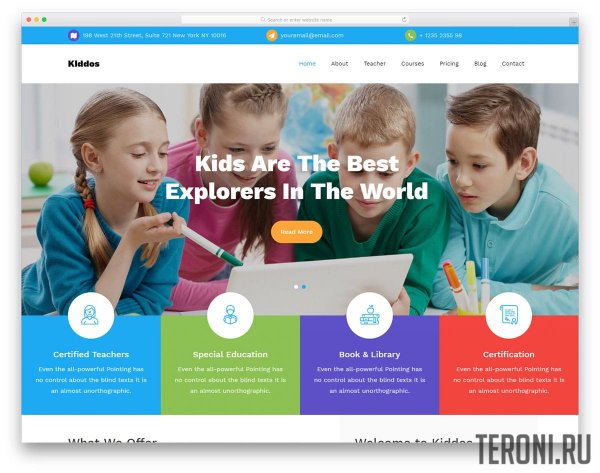 HTML шаблон для сайта начальной школы — Kiddos