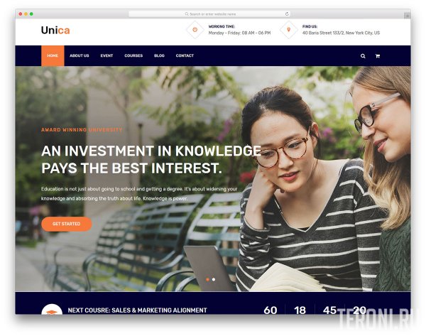 HTML шаблон для сайта университета — Unica