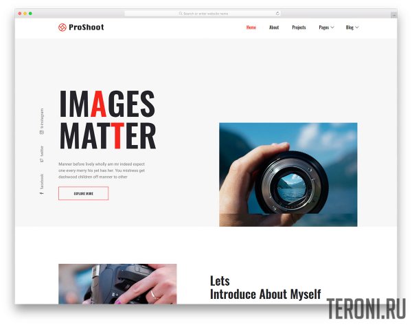 HTML шаблон для сайта фотографа — Proshoot