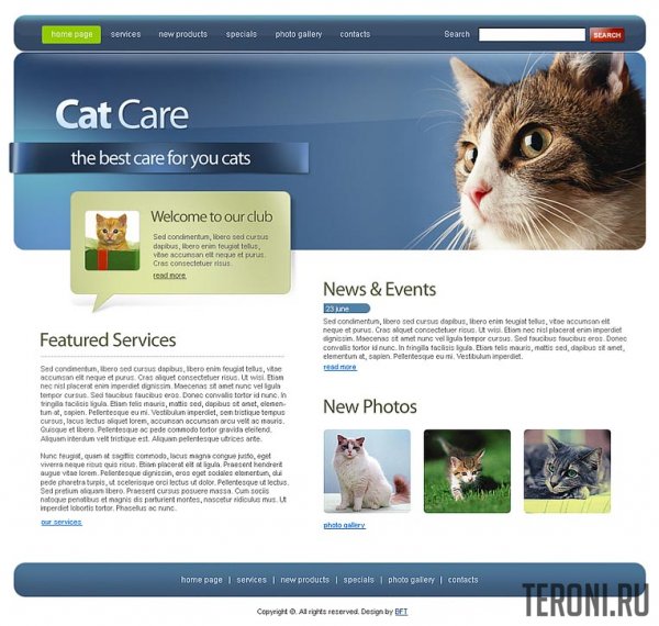 HTML шаблон сайта о животных — Cat Care