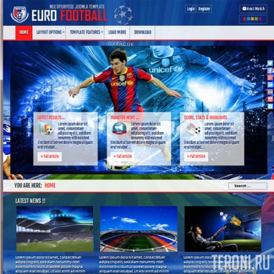 Euro Football – спортивный новостной шаблон Joomla 3