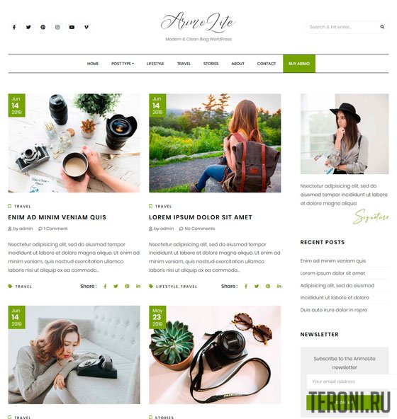 Блоговый WordPress шаблон — ArimoLite