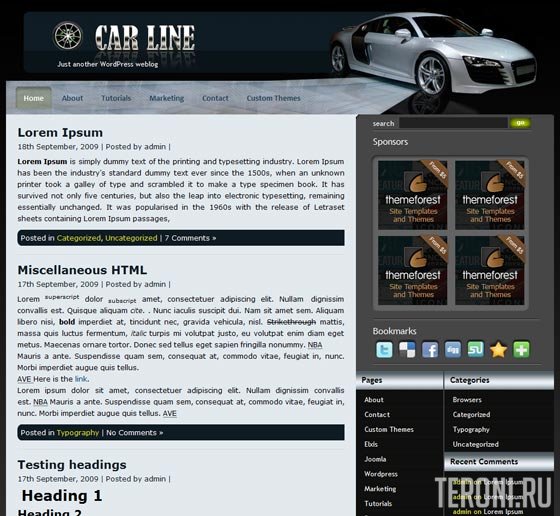 Авто шаблон WordPress — Car Line