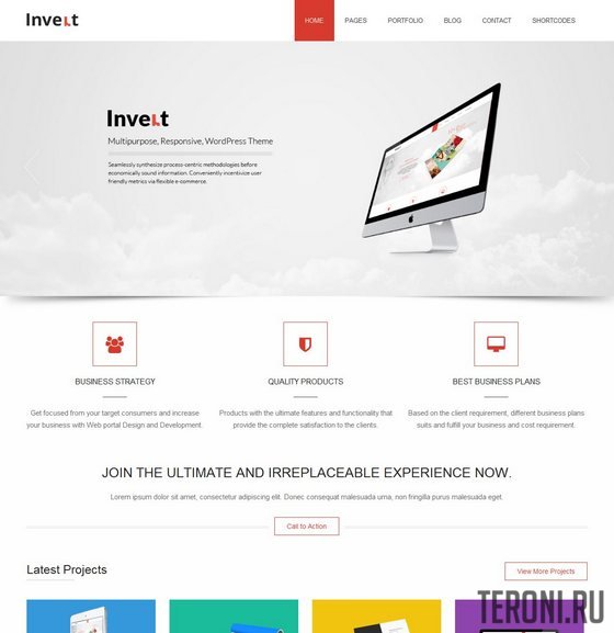 Адаптивный бизнес шаблон WordPress — Invert