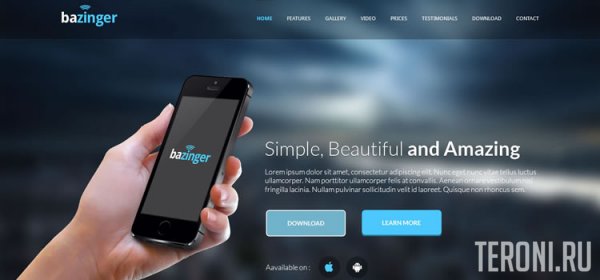 Bootstrap шаблон Landing Page — Bazinger