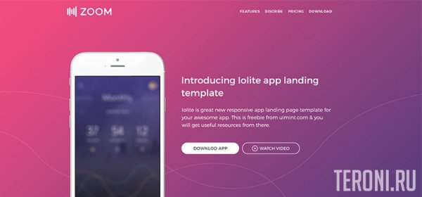 Bootstrap шаблон Landing Page — Zoom