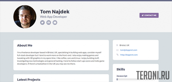 Bootstrap шаблон портфолио — Developer
