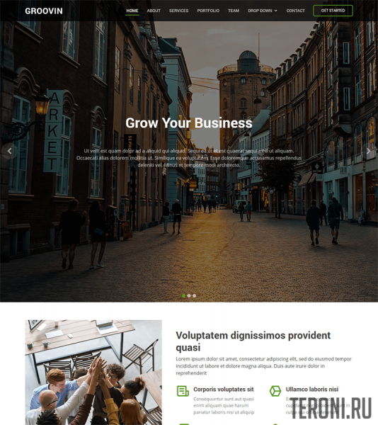 Бизнес шаблон сайта на Bootstrap — Groovin