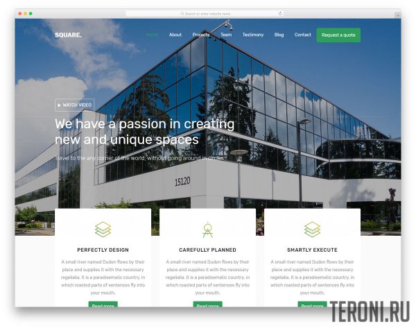 HTML шаблон для сайта архитектора — Square