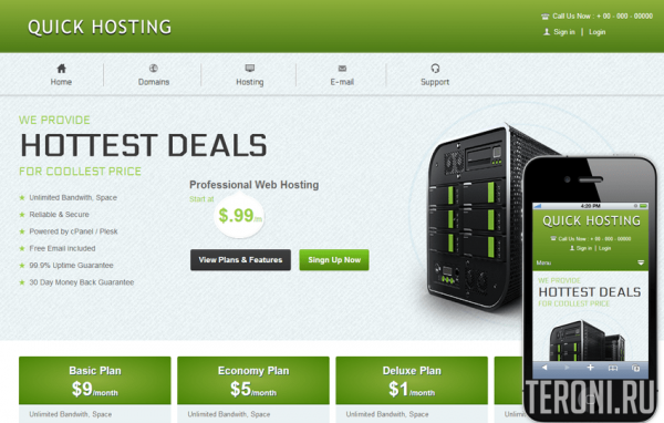 HTML шаблон сайта хостинг-компании — Quick Hosting