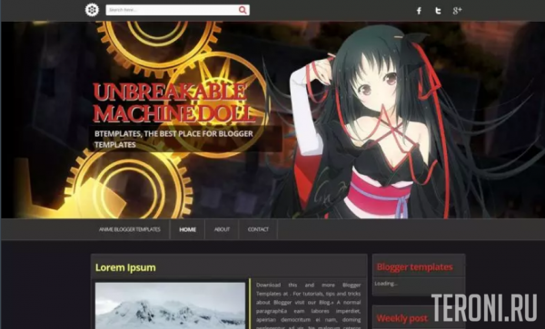 Аниме шаблон для Blogger - Unbreakable Machine Doll