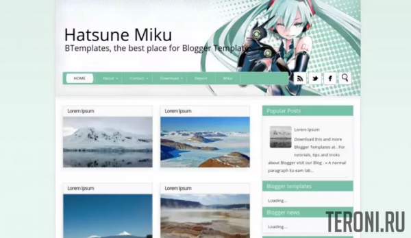 Аниме шаблон для Blogger - Hatsune Miku