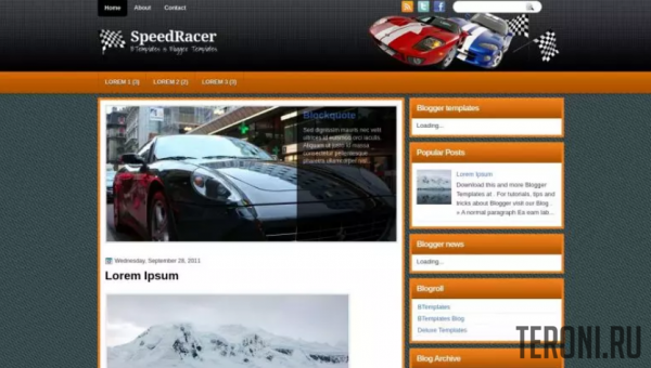 Авто шаблон для Blogger - SpeedRacer