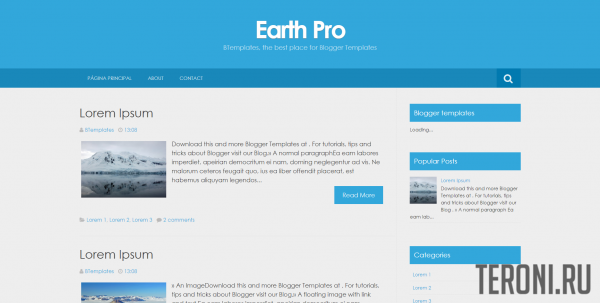 Новостной шаблон Blogger — Earth Pro