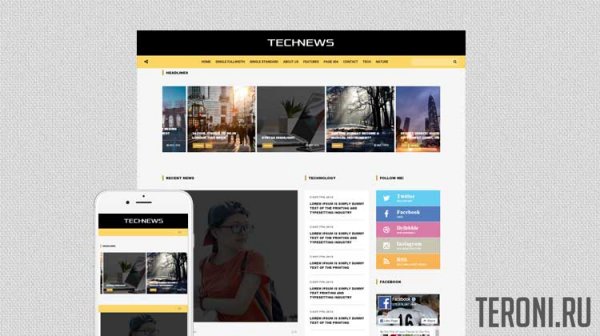 Новостной (СМИ) Bootstrap шаблон — Tech News