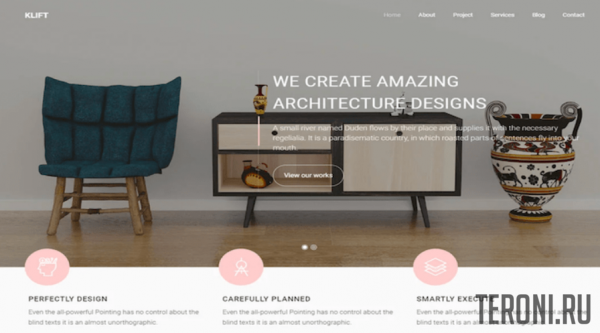 Bootstrap шаблон сайта дизайн интерьера — Klift