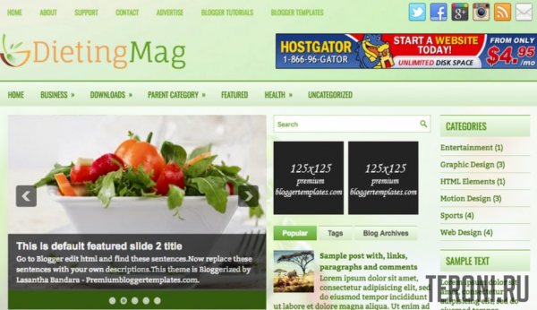 Кулинарный шаблон для Blogger — DietingMag