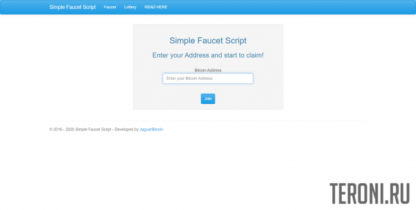 Скрипт биткоин крана Simple Faucet