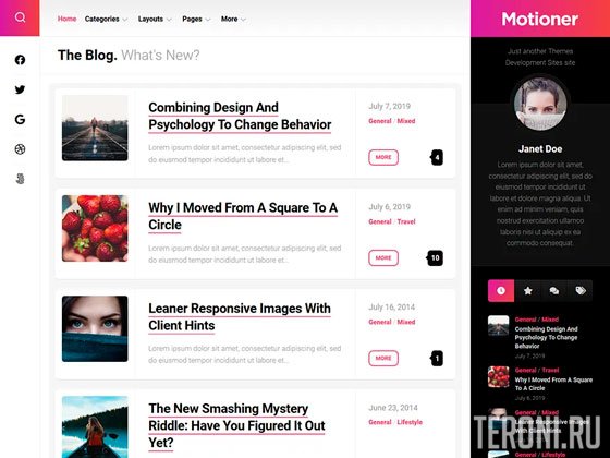 Красивый блоговый шаблон WordPress — Motioner