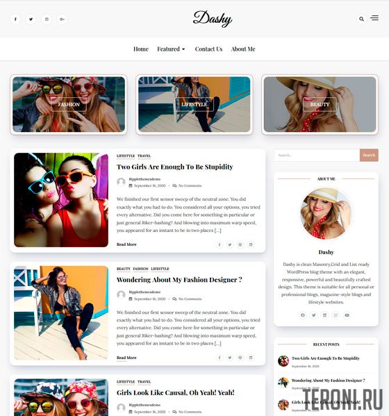 Адаптивный блоговый шаблон WordPress — Dashy