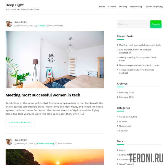 Адаптивный блоговый шаблон WordPress — Deep Light