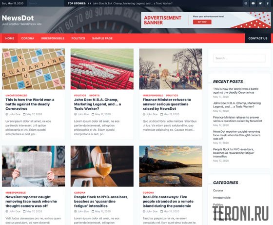Новостной шаблон WordPress — NewsDot