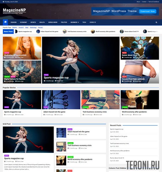 Новостной шаблон WordPress — MagazineNP